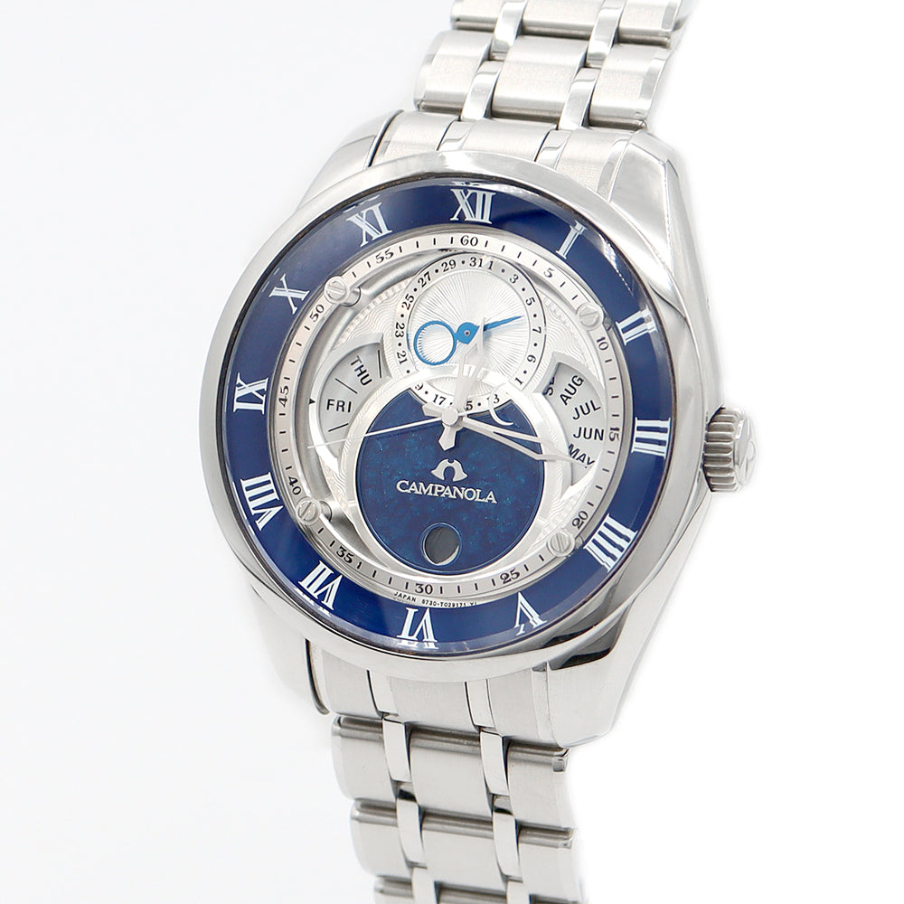 Near Mint Citizen CAMPANOLA Eco Drive Navy Blue 8730-T019056 BU0020-54A Moon Pha