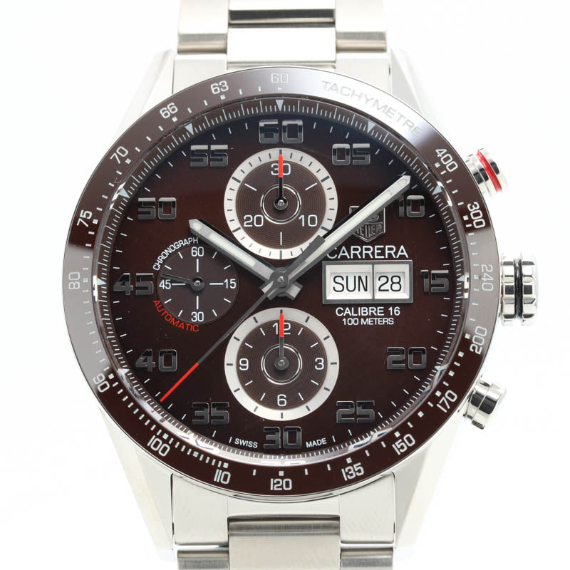 Mint TAG Heuer Watch Carrera Caliber 16 Chronograph Men's Brown Ceramic Used JPN
