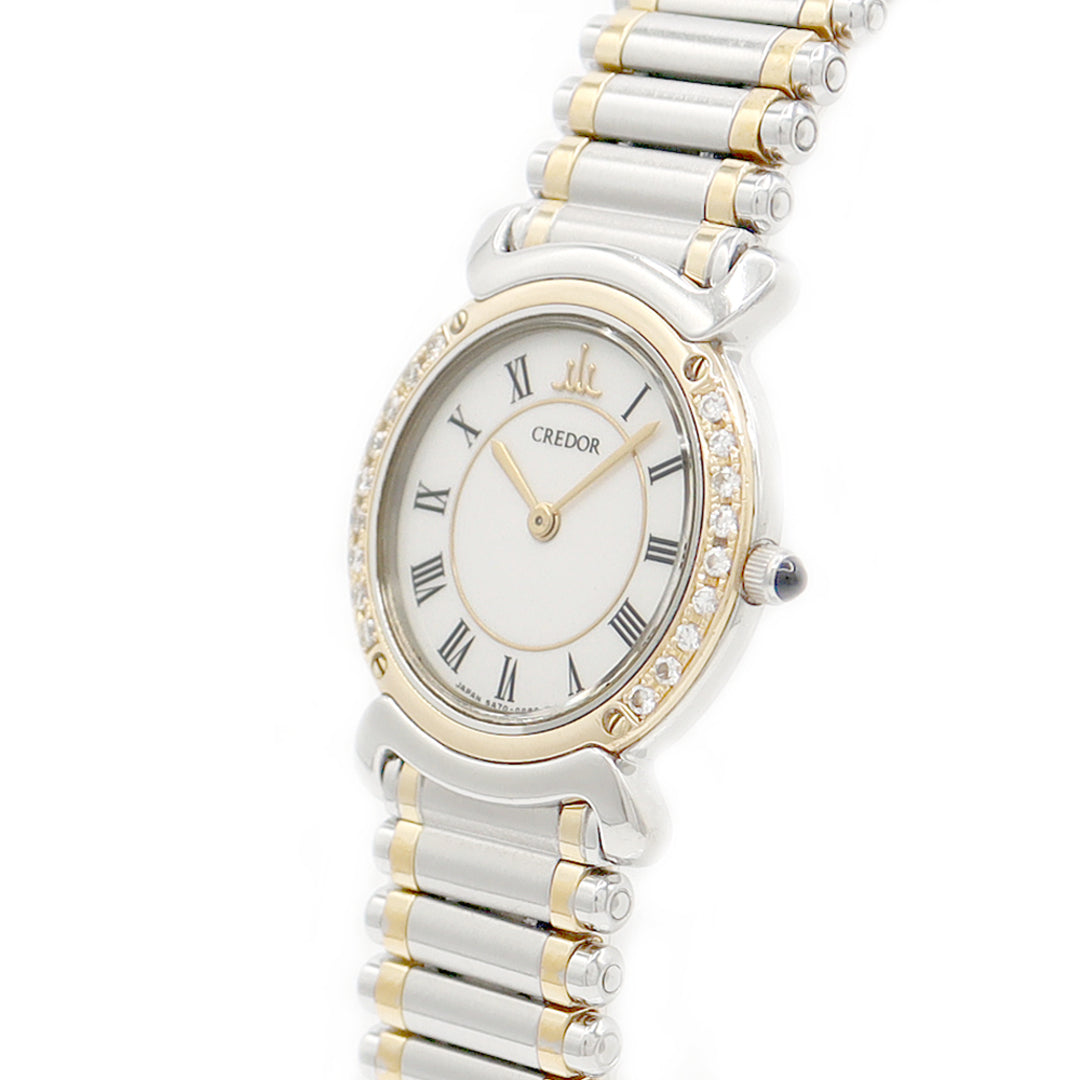 SEIKO Credor Linea Curva 5A70-0210 Genuine Diamond Used in Japan
