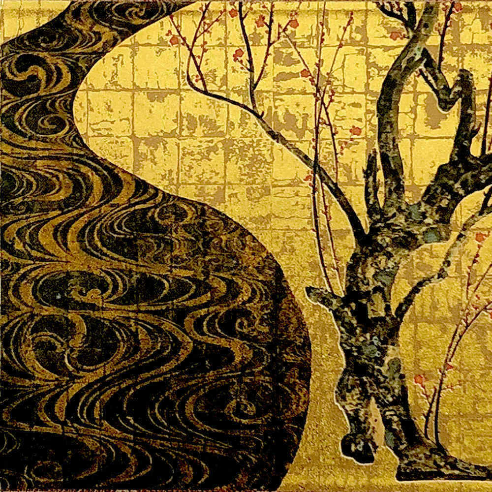 New Mini folding screen Red and White Plum Blossoms Korin Ogata From Japan