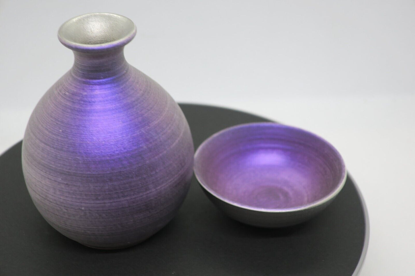 Rare Tokkuri (purple) and sake cup (purple) Made in ARITA Japan