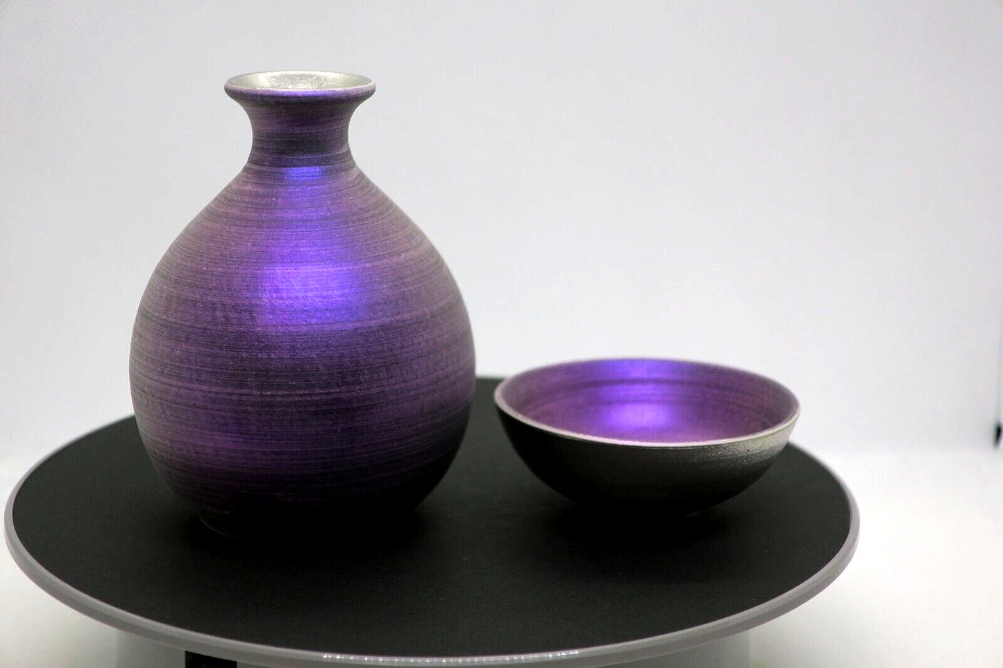 Rare Tokkuri (purple) and sake cup (purple) Made in ARITA Japan