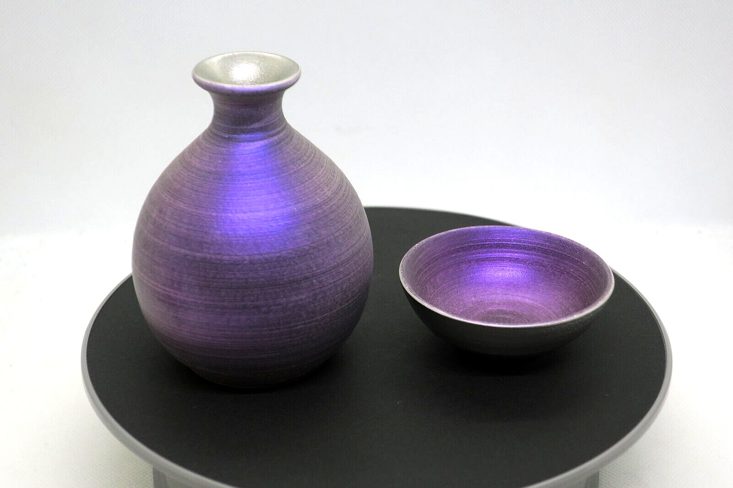 Rare Tokkuri (purple) and sake cup (purple) Made in ARITA Japan