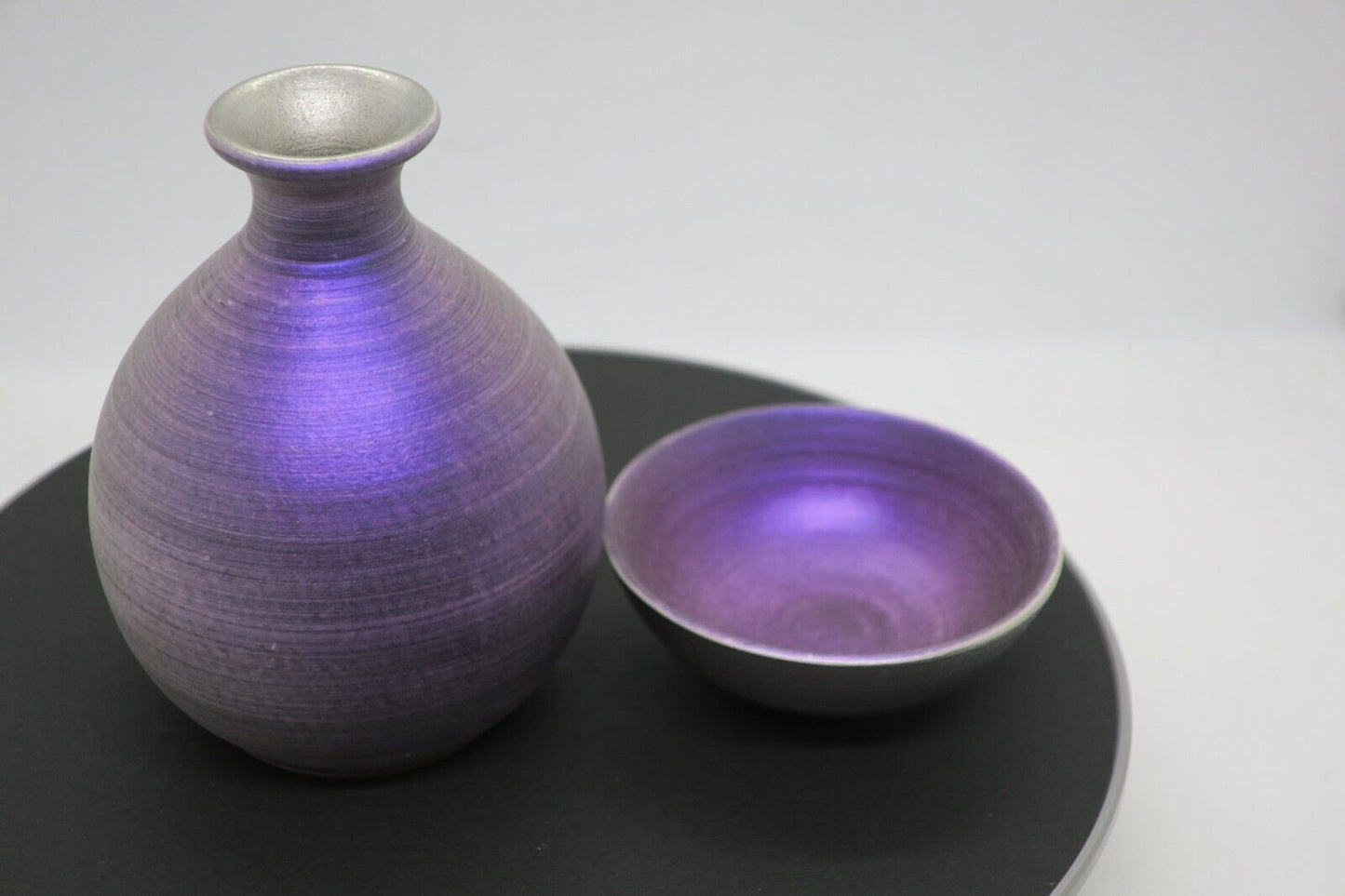 Rare Tokkuri (purple) and sake cup (purple) Made in ARITA Japan