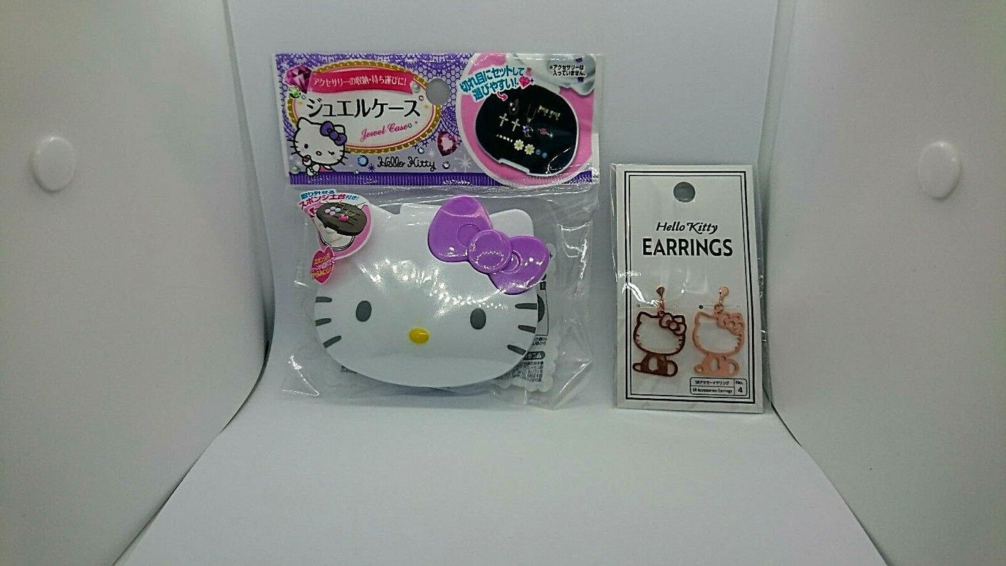 hello kitty Jewel case with hello kitty earrings from Japan free shipping