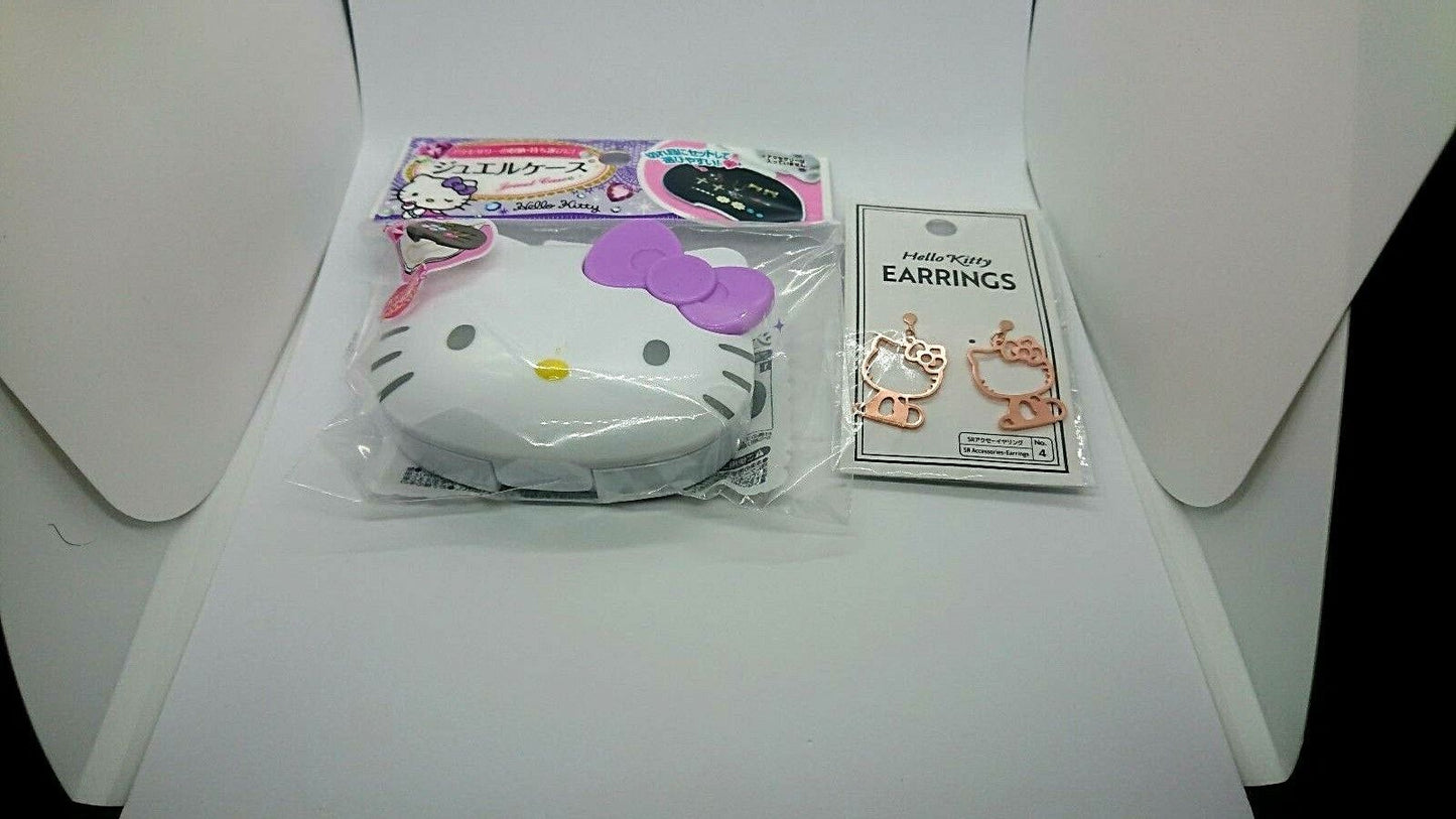 hello kitty Jewel case with hello kitty earrings from Japan free shipping