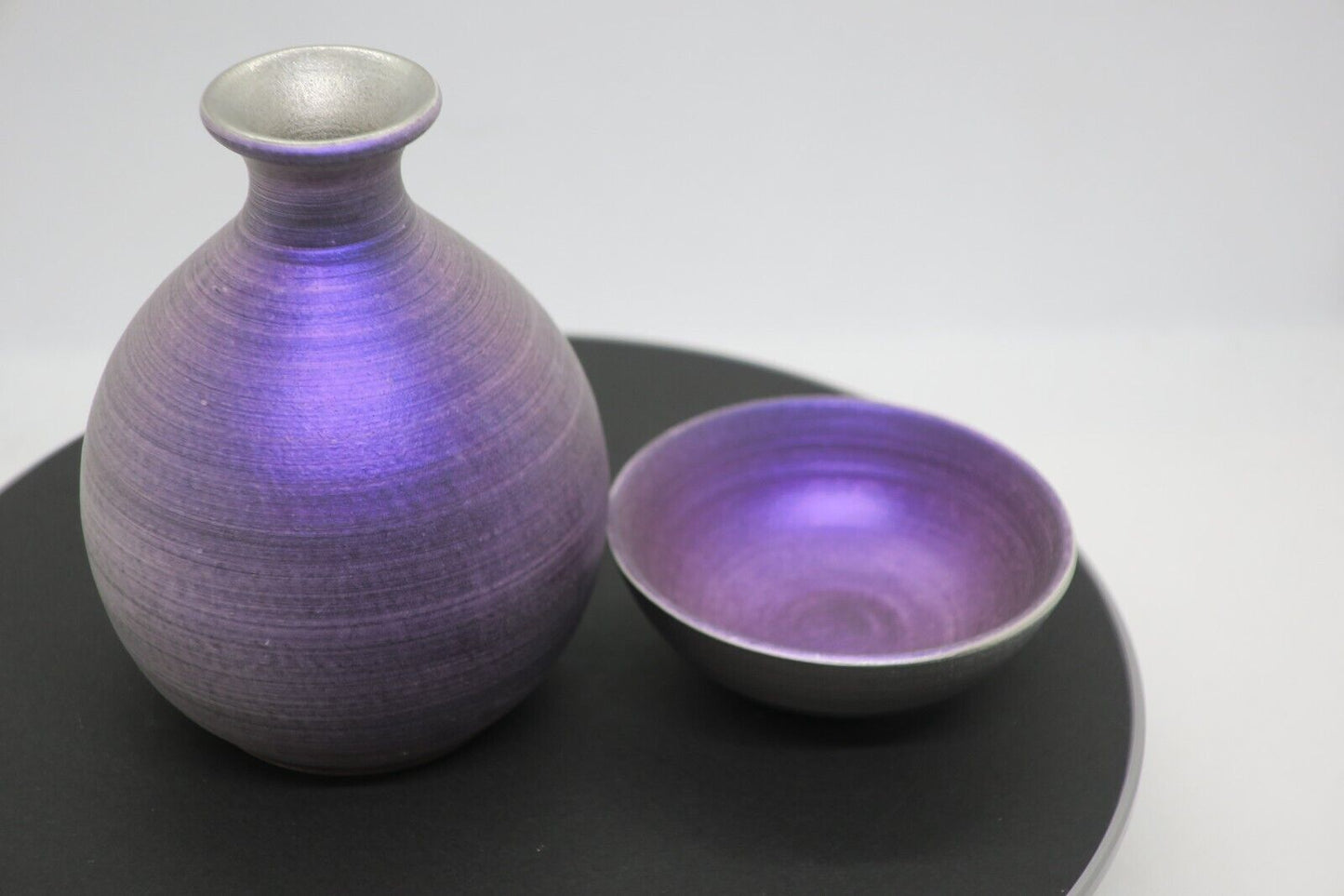 Rare Tokkuri (purple) and sake cup (purple) Made in ARITA Japan