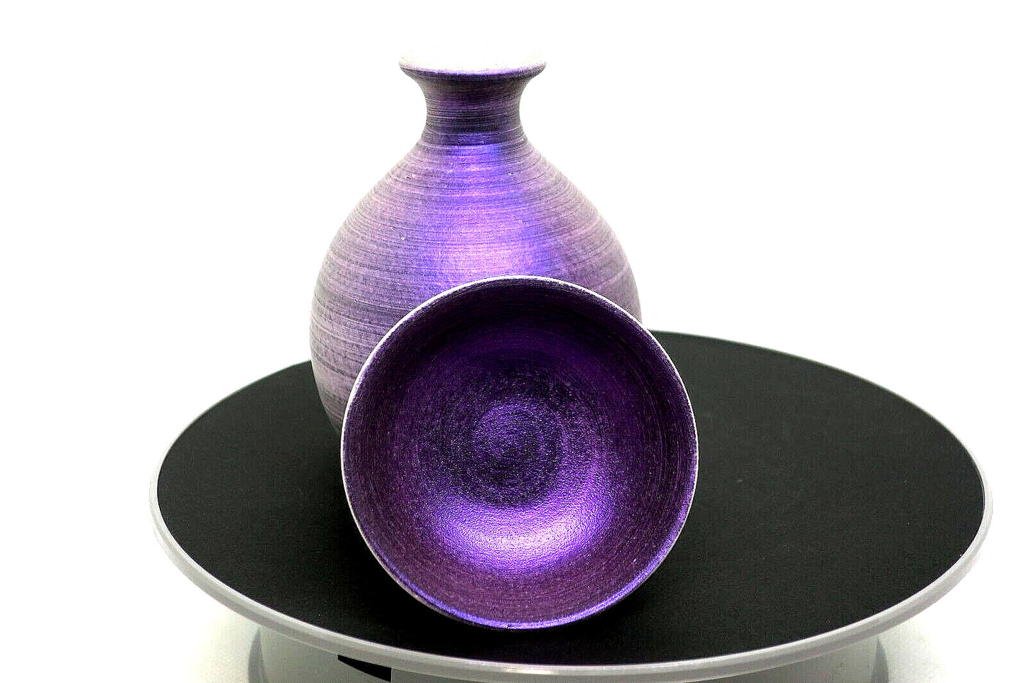 Rare Tokkuri (purple) and sake cup (purple) Made in ARITA Japan