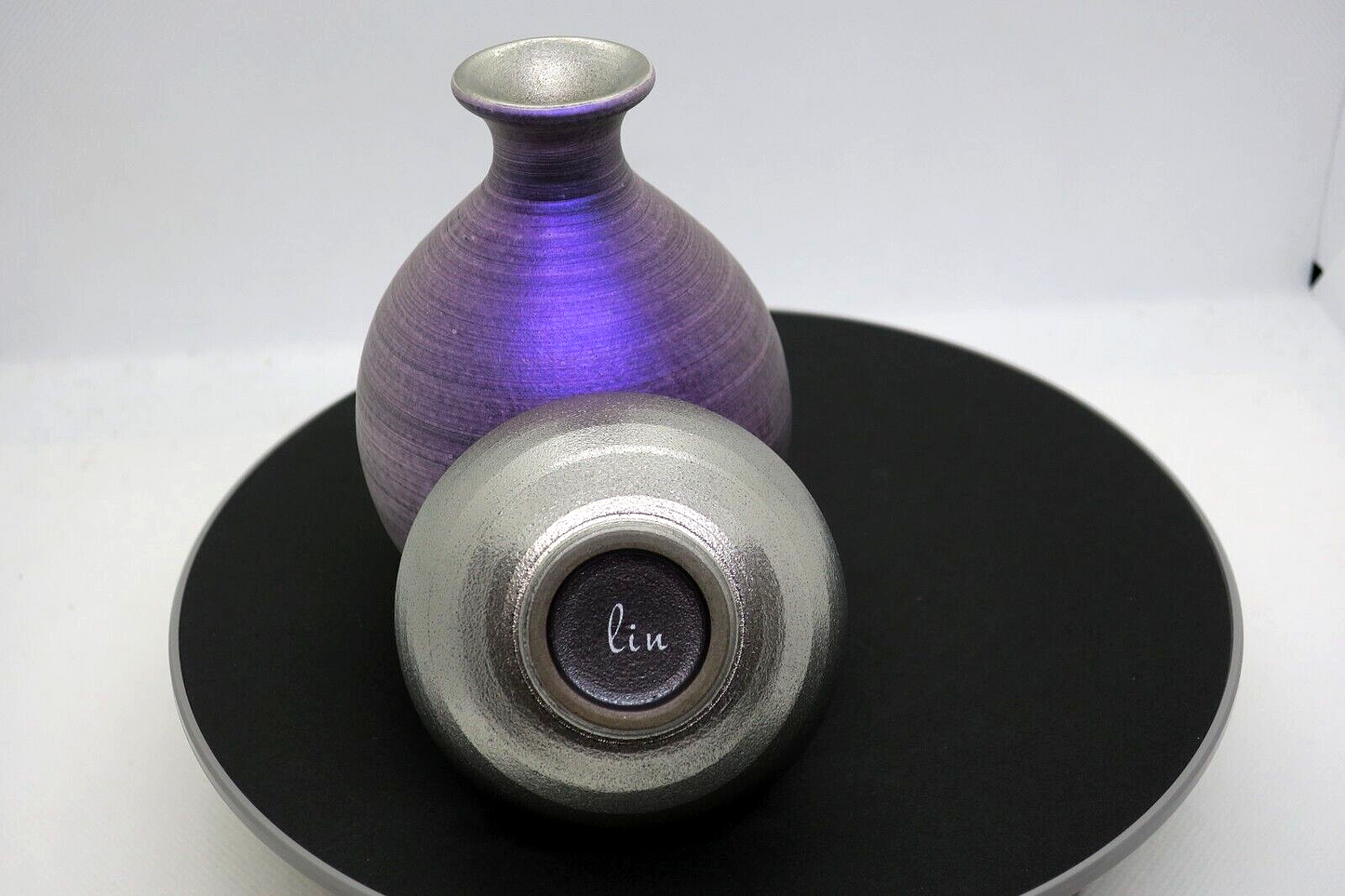Rare Tokkuri (purple) and sake cup (purple) Made in ARITA Japan