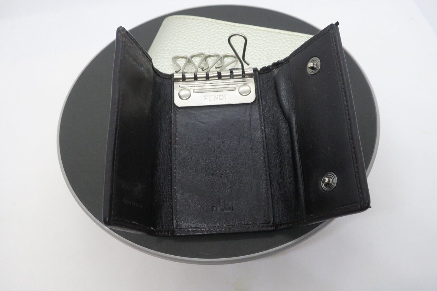 Fendi 5-Strand Key Case Key Ring Men's Women's Khaki x Dark Brown Used in Japan