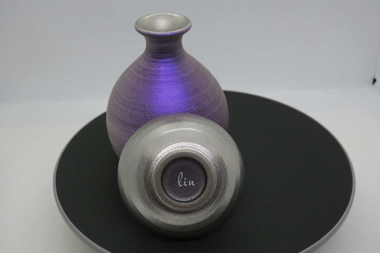 Rare Tokkuri (purple) and sake cup (purple) Made in ARITA Japan
