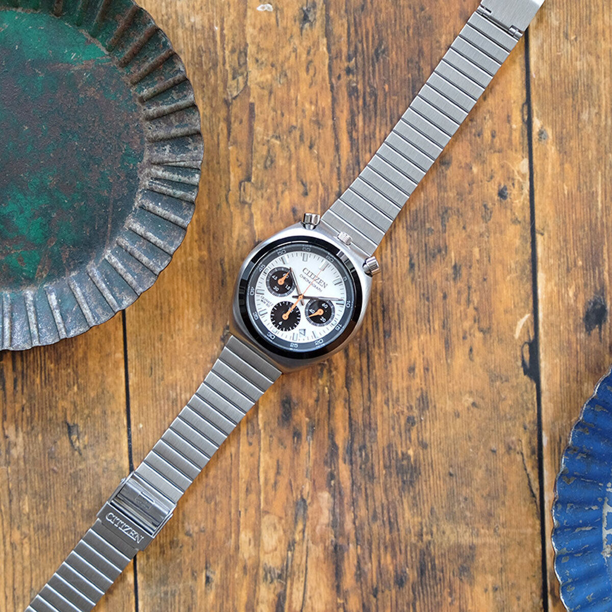 New Citizen Collection Record Label Tsuno Chrono AN3660-81A Watch Men's White