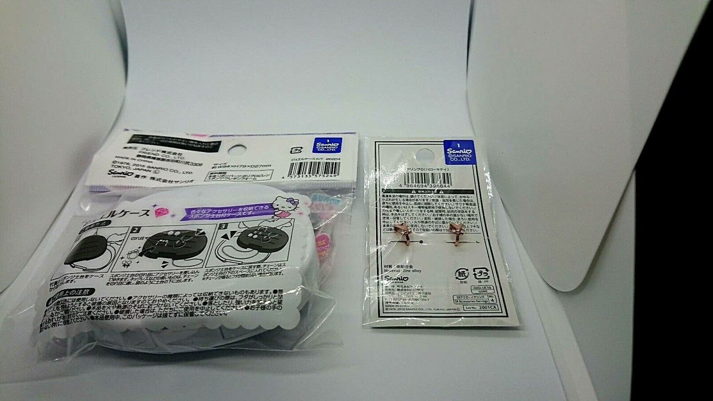 hello kitty Jewel case with hello kitty earrings from Japan free shipping