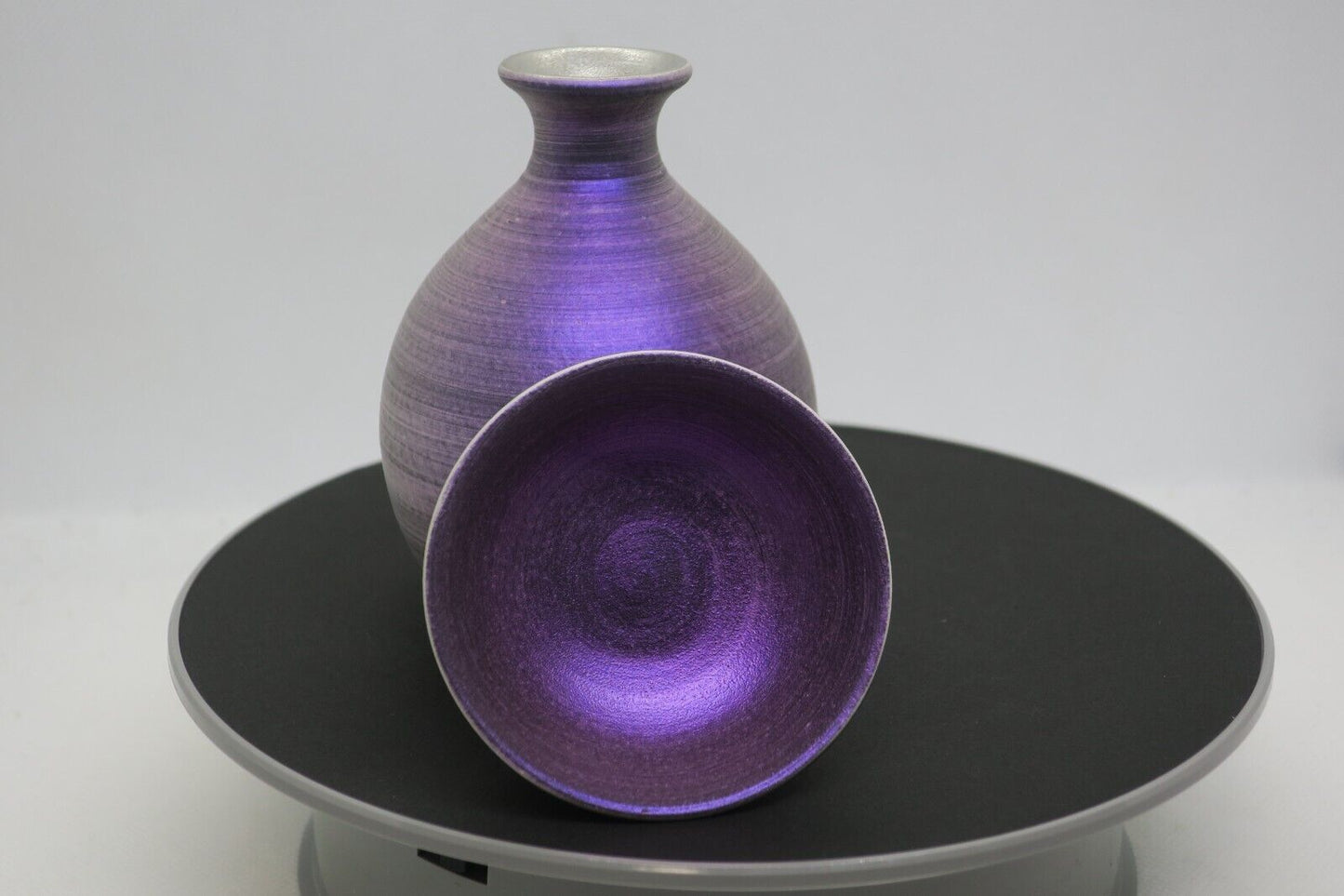 Rare Tokkuri (purple) and sake cup (purple) Made in ARITA Japan