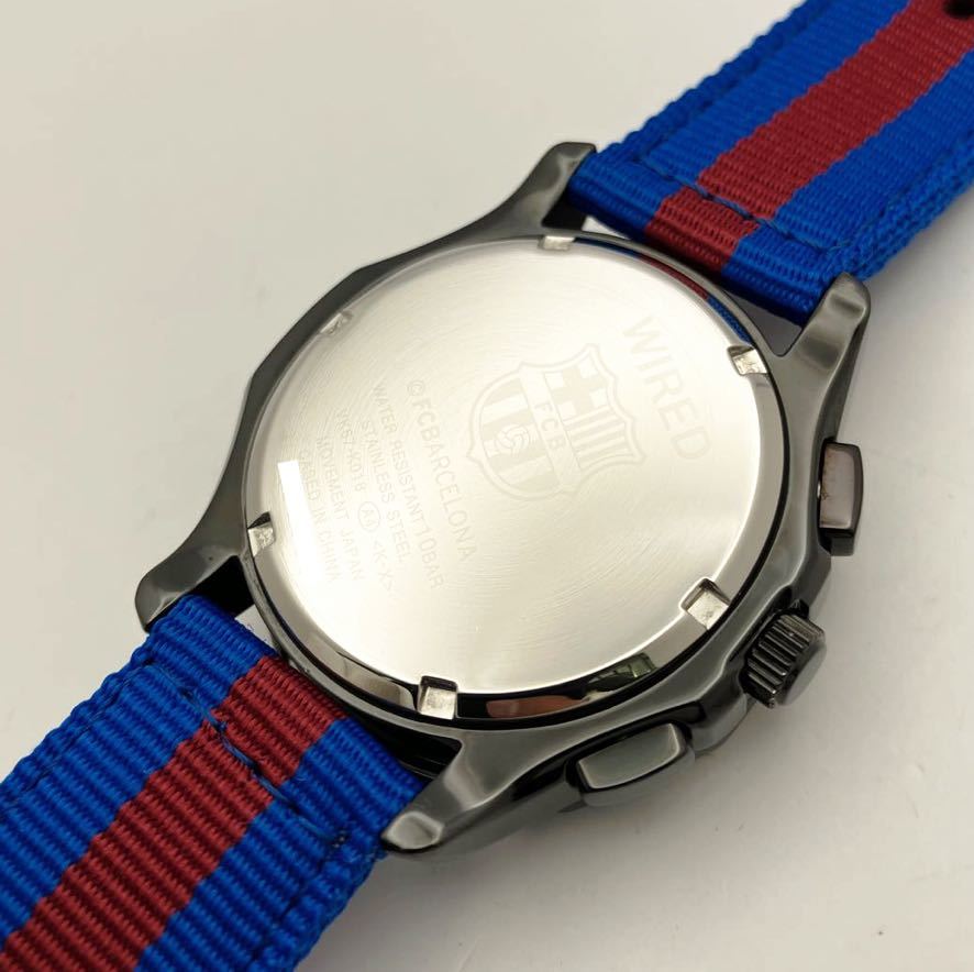 Rare Seiko Watch Wired Chronograph Men's FC Barcelona Official VK67-K018 AGAW624