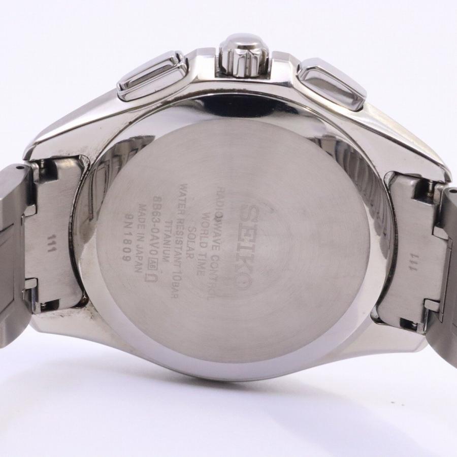 SEIKO Watch Brightz Flight Expert Solar Radio Men's Titanium Black Dial SAGA287