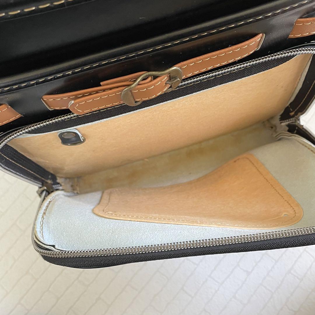 Randoseru Japanese School Bag Kid's Backpack White Stitch Black x Brown Used