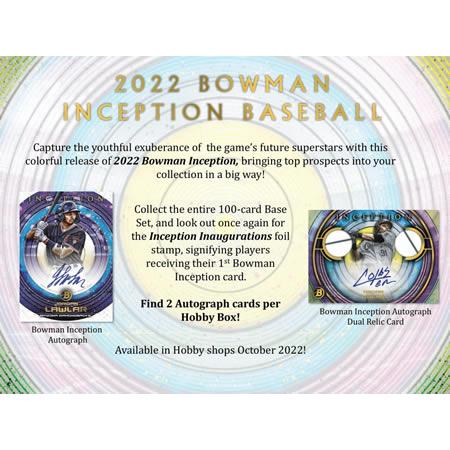 MLB 2022 TOPPS BOWMAN INCEPTION BASEBALL HOBBY BOX Released on March 3, 2023 2