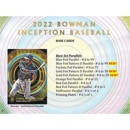 MLB 2022 TOPPS BOWMAN INCEPTION BASEBALL HOBBY BOX Released on March 3, 2023 2