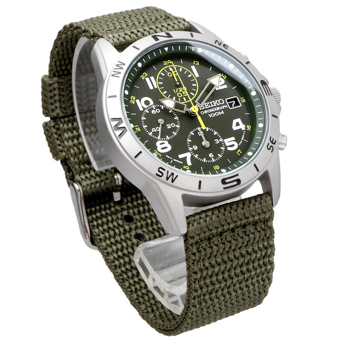 SEIKO watch regular quartz 1/20 second chronograph 100M men's SND377R Japan