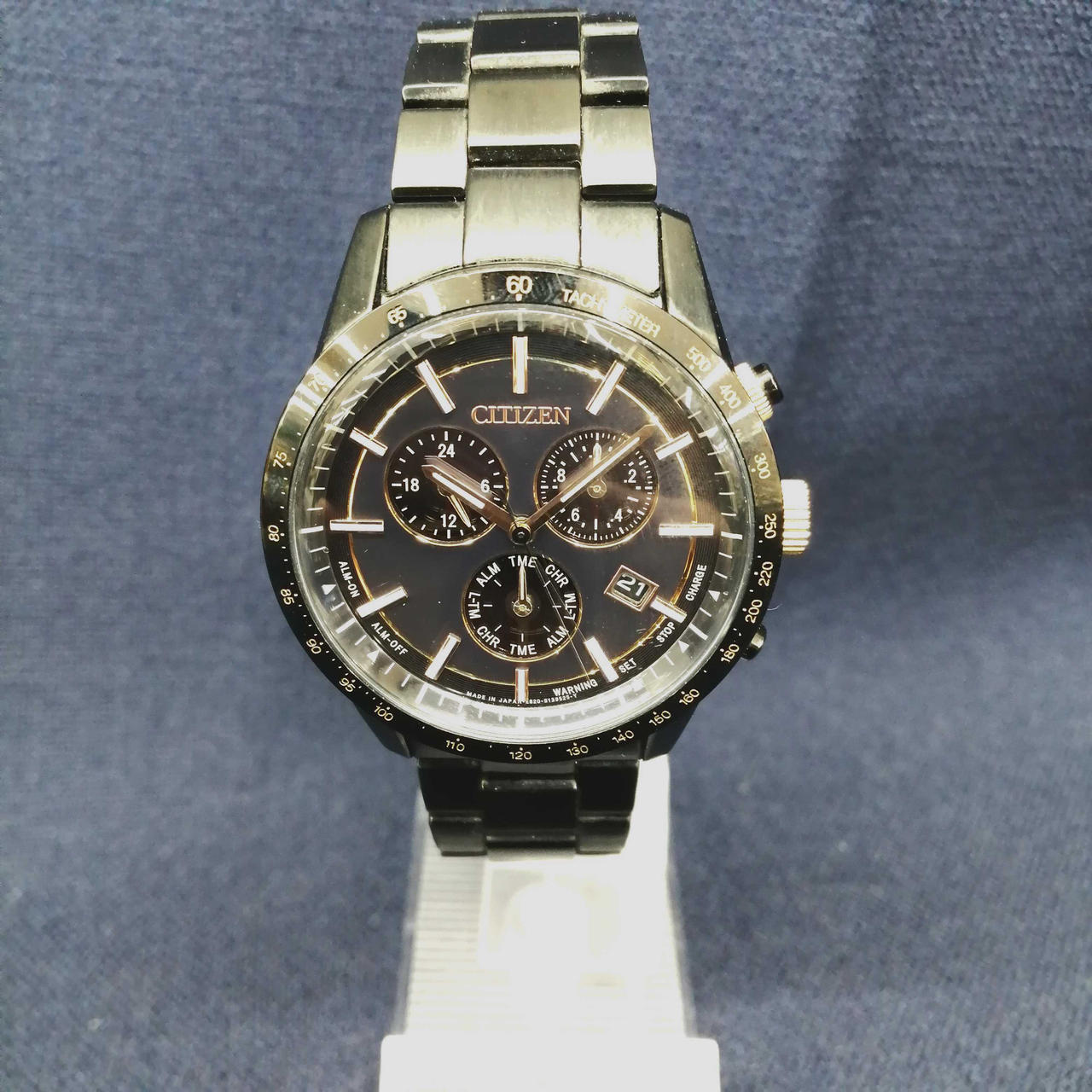 Citizen Watch Eco Drive Chronograph SS Solar E820-SO98173 Used in Japan