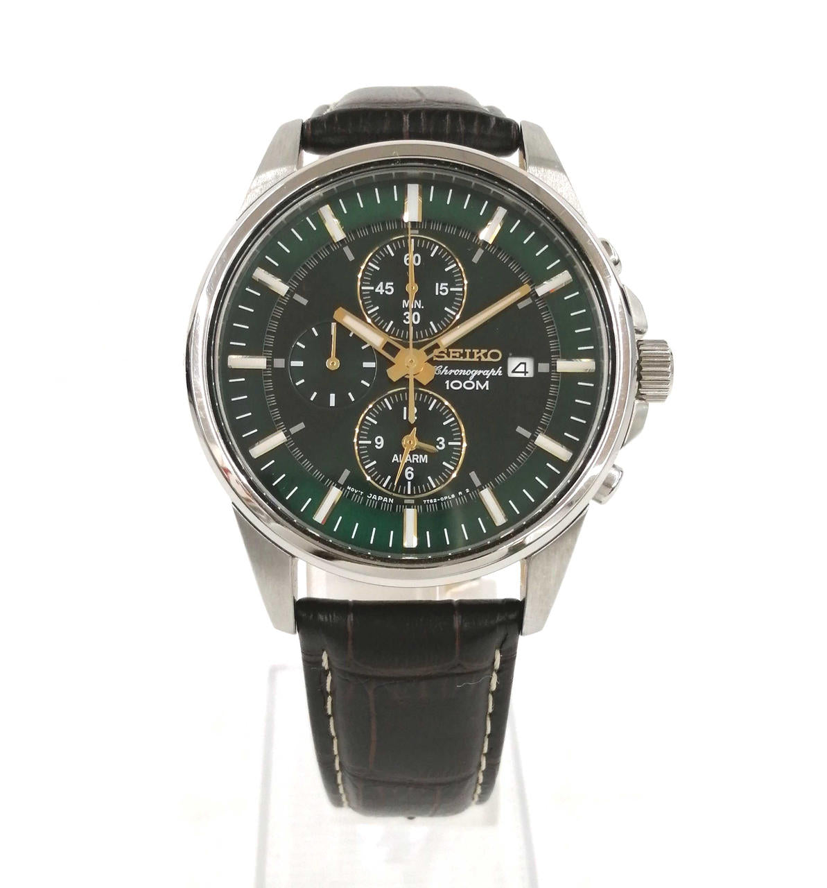 Seiko Watch Chronograph Quartz Green 7T62-0LD0 Used in Japan