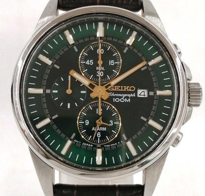 Seiko Watch Chronograph Quartz Green 7T62-0LD0 Used in Japan