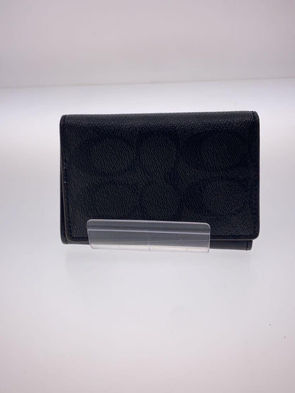 COACH Card Case Leather BLK Used in Japan F/S