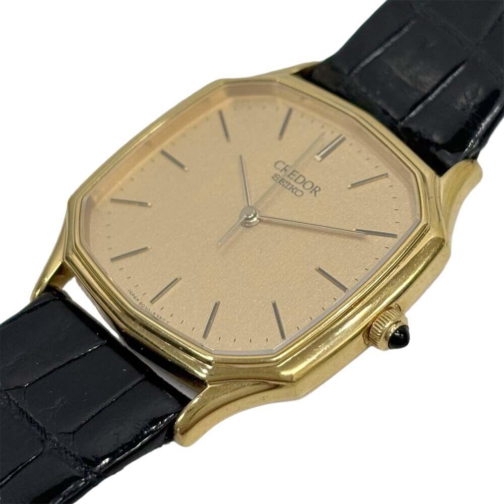 Seiko Credor Gold watch Octagonal Quartz Yellow gold K18YG Used in Japan F/S