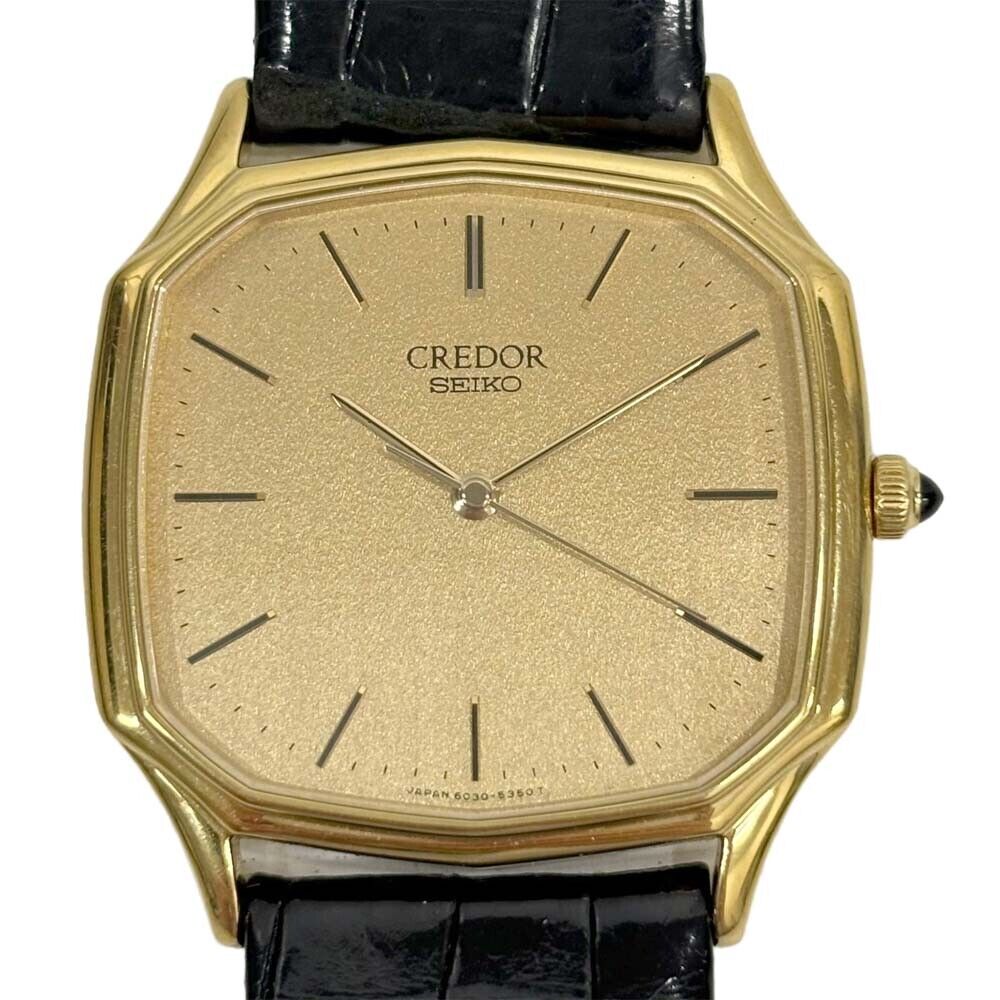 Seiko Credor Gold watch Octagonal Quartz Yellow gold K18YG Used in Japan F/S