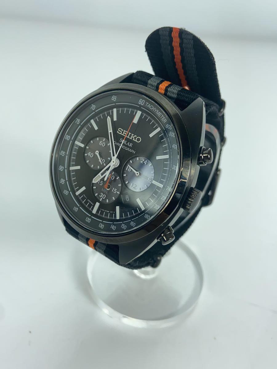 Seiko Watch Chronograph Quartz Analog Black V175-0EN0 Used in Japan F/S