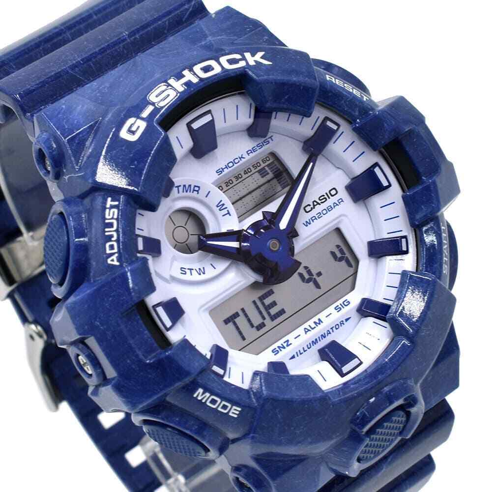 Casio Watch G-Shock Analog Digital White Blue GA-700 SERIES Used in Japan F/S