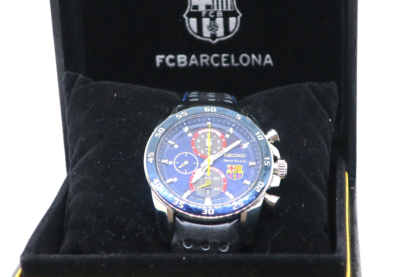 Very Rare Near Mint Seiko Watch Sportura FC Barcelona w/box paper Used F/S