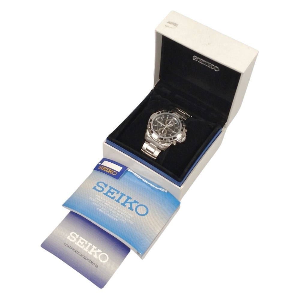 Seiko Watch Chronograph Date Quartz Silver Black 7T92-0LK0 Used in Japan F/S