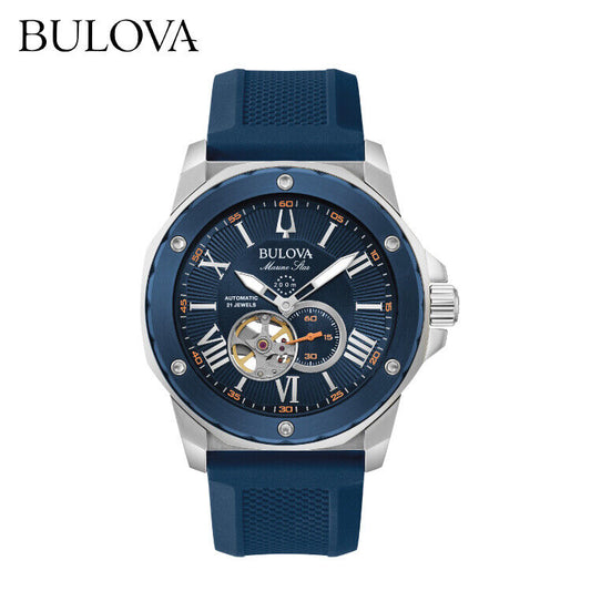 Bulova Men's Automatic Watch Marine Star 98A303 Open Heart New F/S