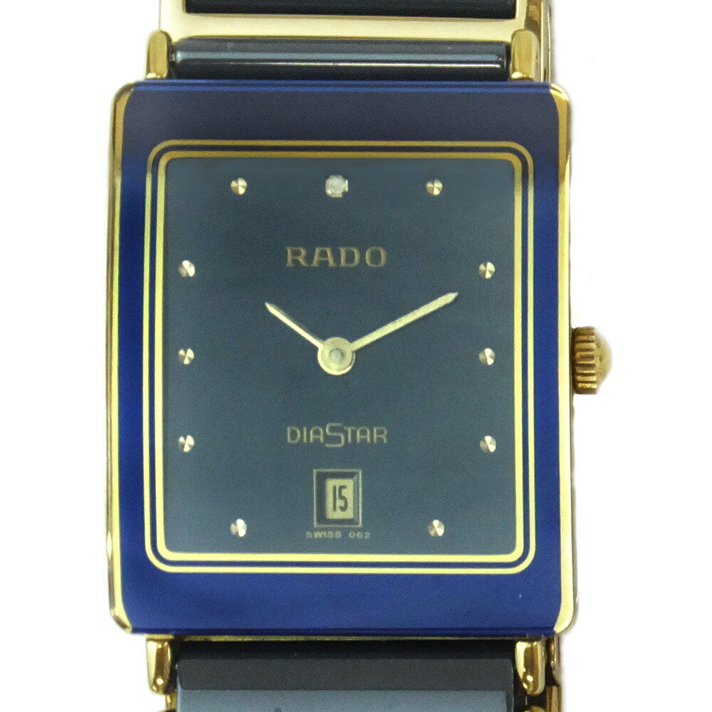 Rado Watch Diastar Square Quartz Navy Dial 160.0281.3N Used in Japan F/S