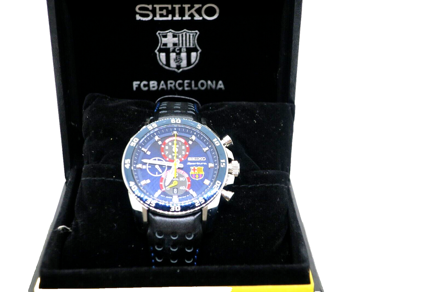 Very Rare Near Mint Seiko Watch Sportura FC Barcelona w/box paper Used F/S