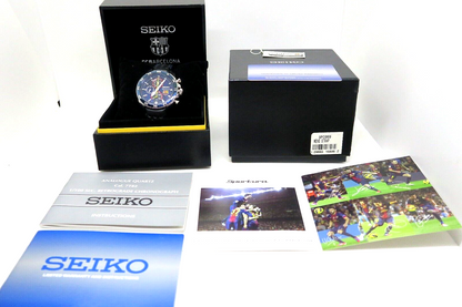 Very Rare Near Mint Seiko Watch Sportura FC Barcelona w/box paper Used F/S