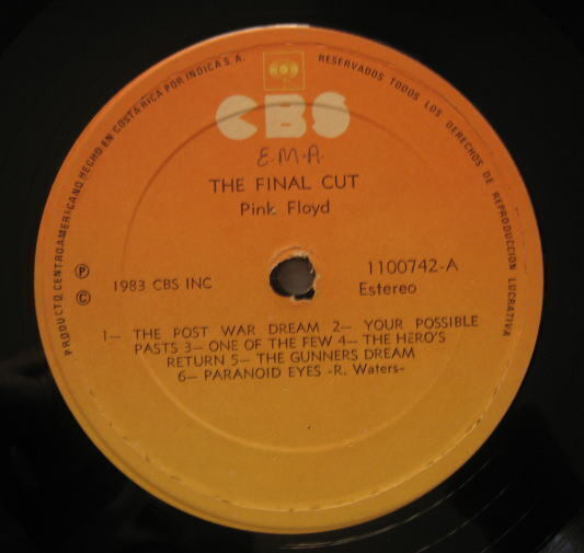 Rare Costa Rica version Pink Floyd / The Final Cut LP Used in Japan F/S