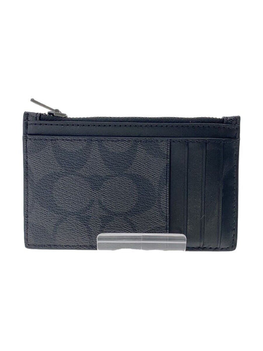 COACH Card Case Leather BLK Men's Used in Japan F/S