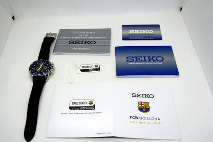 Very Rare Near Mint Seiko Watch Sportura FC Barcelona w/box paper Used F/S