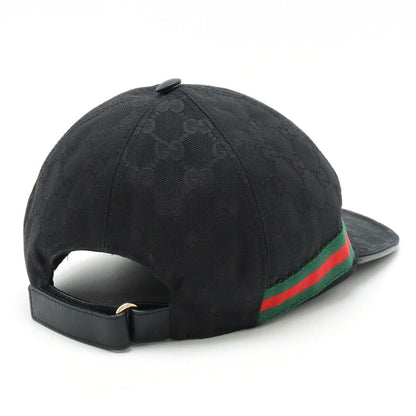 Rare Gucci Original GG Canvas Baseball Cap Black Red Green Used in Japan F/S