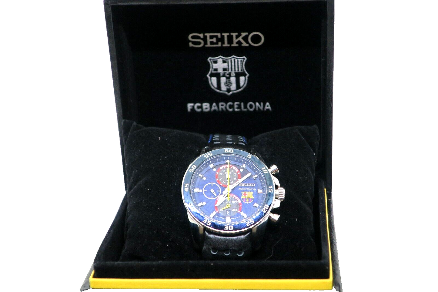 Very Rare Near Mint Seiko Watch Sportura FC Barcelona w/box paper Used F/S