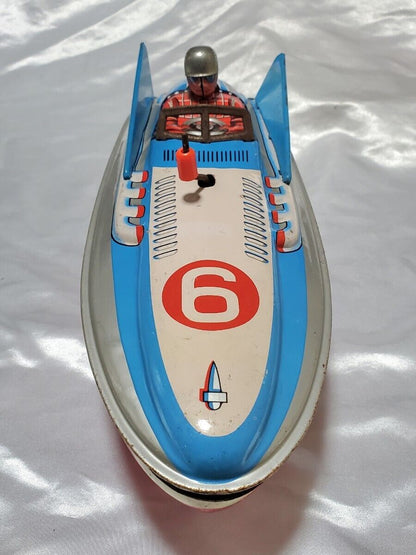 AS-IS Rare Yonezawa Amphibious Boat Y-6 Tin Friction Toy Ship Car Used in Japan