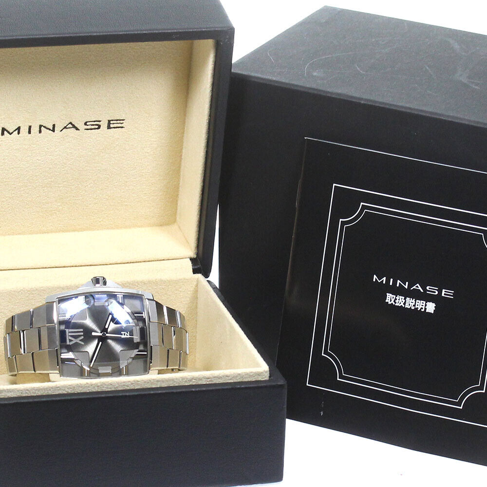 Rare MINASE VY02-K11S Five Windows Date Automatic Men's w/box Used in Japan F/S