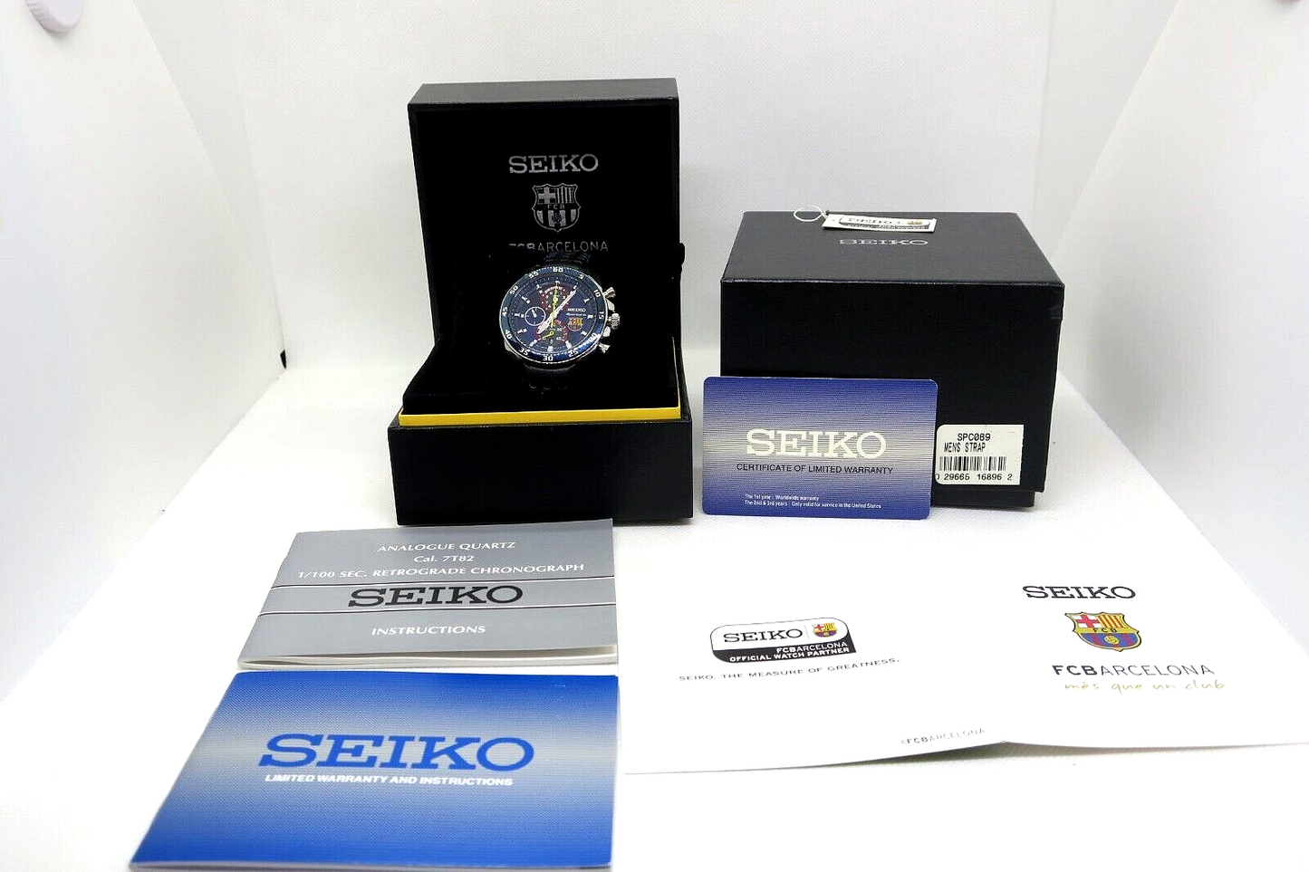 Very Rare Near Mint Seiko Watch Sportura FC Barcelona w/box paper Used F/S