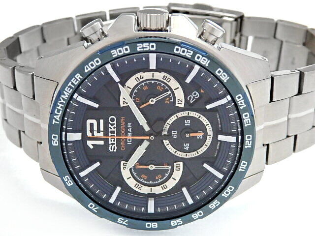 Seiko Watch Chronograph Tachymeter Navy Dial SSB345P1 Used in Japan F/S