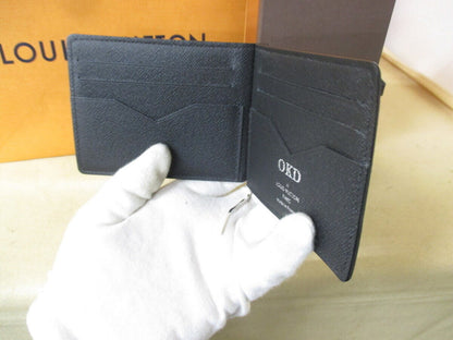 Louis Vuitton Taiga Pants Money clip Ardoise M62978 Black w/box Used in Japan