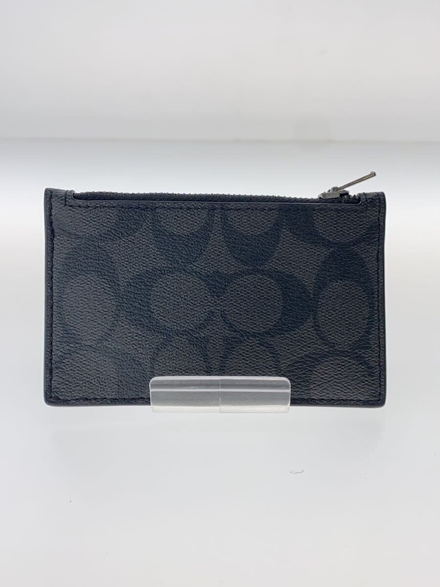 COACH Card Case Leather BLK Men's Used in Japan F/S