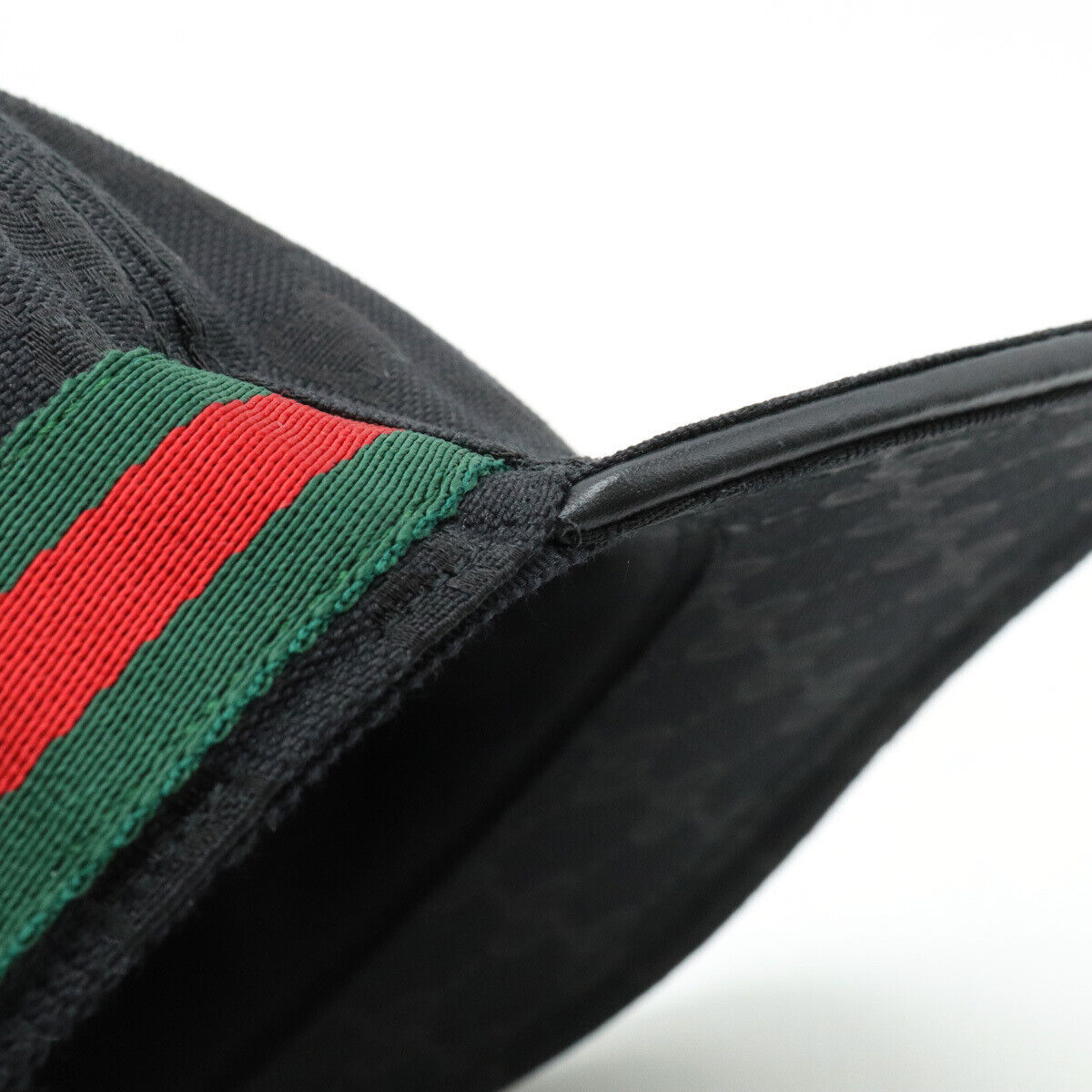 Rare Gucci Original GG Canvas Baseball Cap Black Red Green Used in Japan F/S